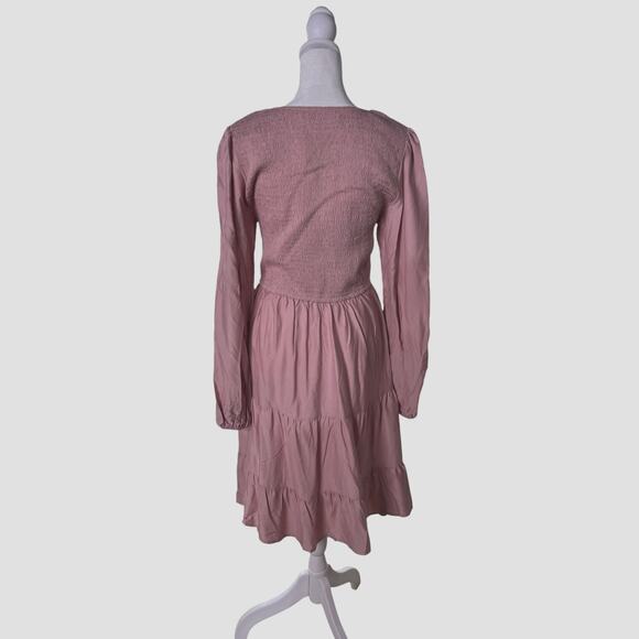 ZESICA Women's Casual V Neck Long Sleeve Smocked High Waist Ruffle Size M - Picture 3 of 9